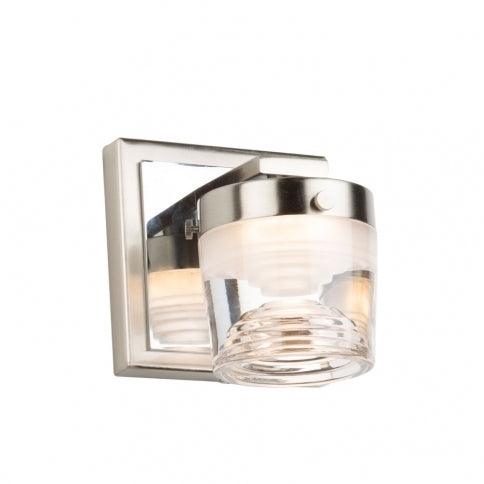 LED Brushed and Polished Nickel Frame with Clear Swirl Glass Shade Wall Sconce - LV LIGHTING