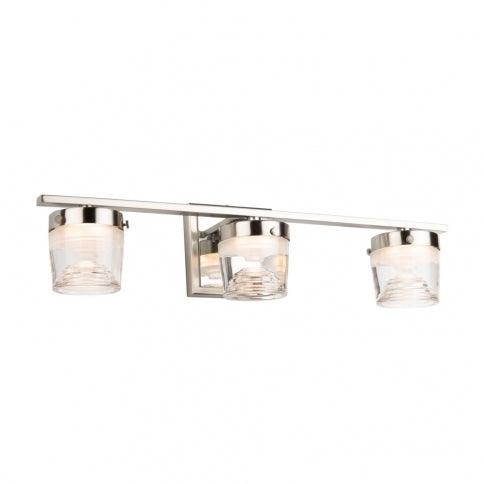 LED Brushed and Polished Nickel Frame with Clear Swirl Glass Shade Vanity Light - LV LIGHTING
