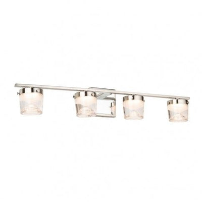 LED Brushed and Polished Nickel Frame with Clear Swirl Glass Shade Vanity Light - LV LIGHTING