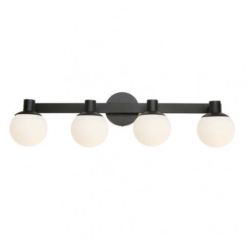 LED Black with Opal White Glass Globe Vanity Light - LV LIGHTING