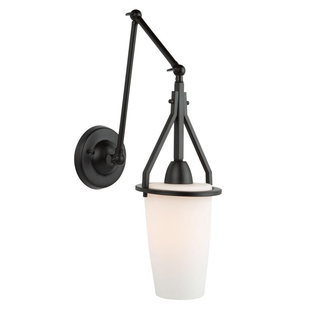 Steel Adjustable Arm with Matte White Rectangular Glass Shade Pendant / Wall Sconce - LV LIGHTING