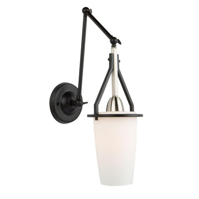 Steel Adjustable Arm with Matte White Rectangular Glass Shade Pendant / Wall Sconce - LV LIGHTING