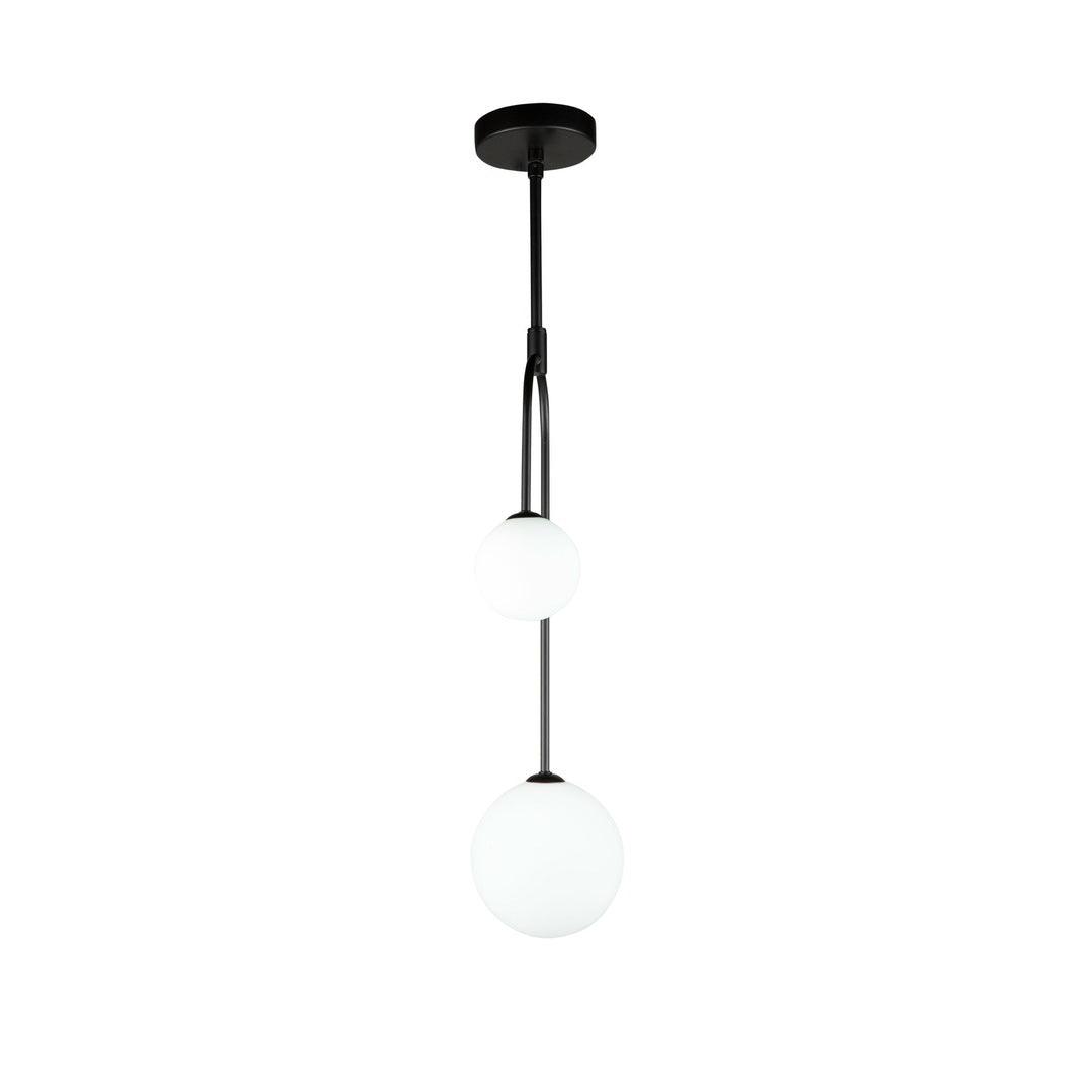 Black Arch Arm with Double White Glass Globe Pendant - LV LIGHTING