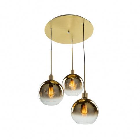 Gold Frame with Gold Semi Transparent Glass Shade Multiple Pendant - LV LIGHTING