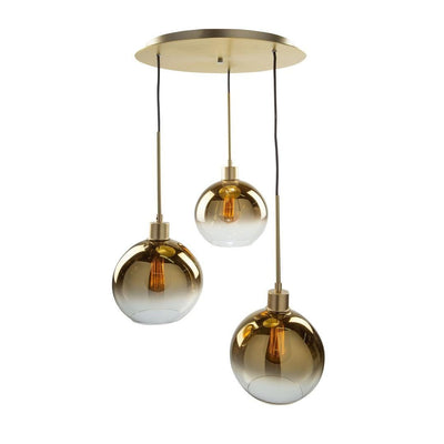 Gold Frame with Gold Semi Transparent Glass Shade Multiple Pendant - LV LIGHTING