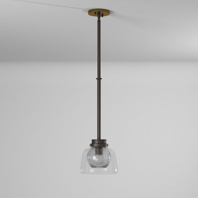 Steel Rod with Clear and Seedy Glass Shade Pendant