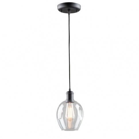 Semi Gloss Black with Clear Dimple Glass Shade Pendant - LV LIGHTING