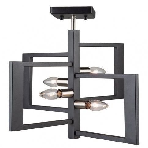 Brushed Nickel with Black Rectangular Frame Flush Mount - LV LIGHTING