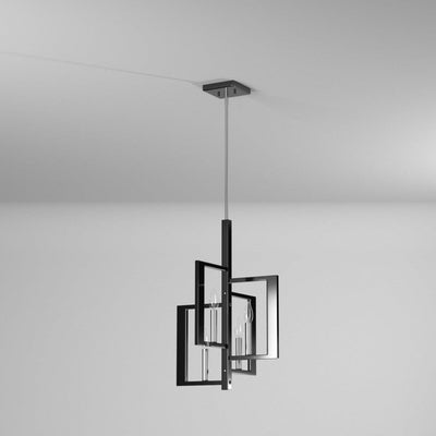 Brushed Nickel with Black Rectangular Frame Pendant - LV LIGHTING