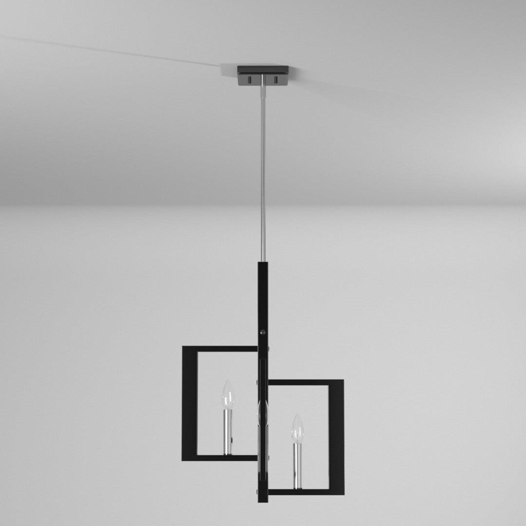 Brushed Nickel with Black Rectangular Frame Pendant - LV LIGHTING