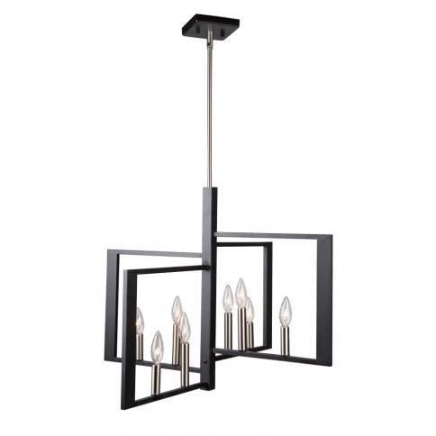 Brushed Nickel with Black Rectangular Frame Chandelier - LV LIGHTING