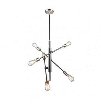 Brushed Nickel with Black Adjustable Arm Chandelier - LV LIGHTING