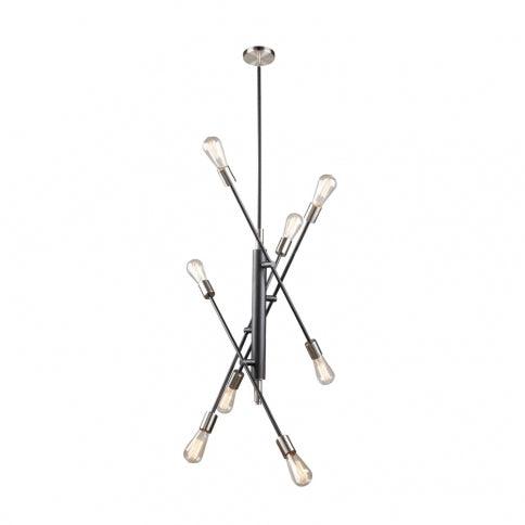 Brushed Nickel with Black Adjustable Arm Chandelier - LV LIGHTING