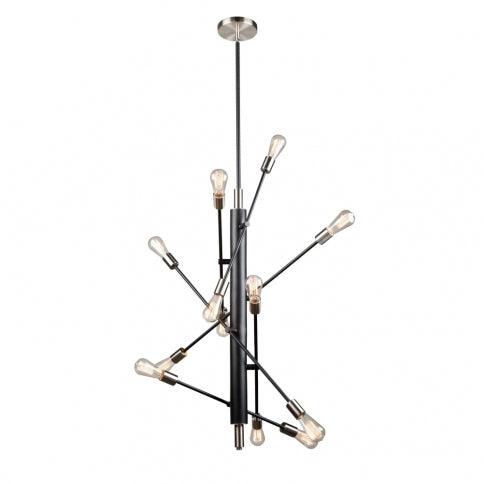 Brushed Nickel with Black Adjustable Arm Chandelier - LV LIGHTING