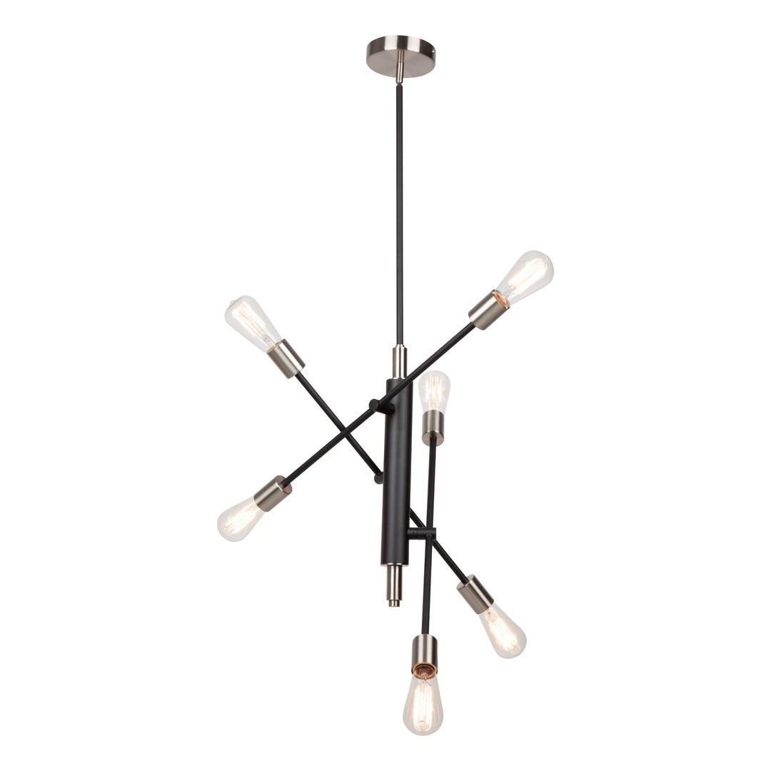 Brushed Nickel with Black Adjustable Arm Chandelier - LV LIGHTING