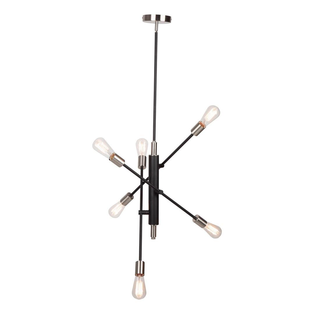 Brushed Nickel with Black Adjustable Arm Chandelier - LV LIGHTING