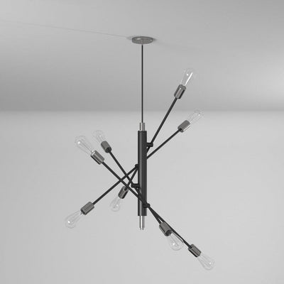 Brushed Nickel with Black Adjustable Arm Chandelier - LV LIGHTING