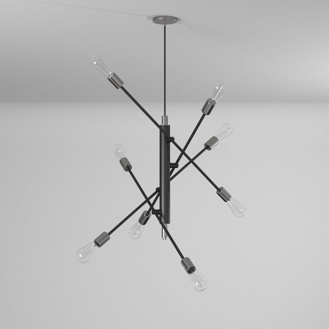 Brushed Nickel with Black Adjustable Arm Chandelier - LV LIGHTING