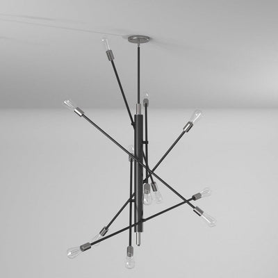 Brushed Nickel with Black Adjustable Arm Chandelier - LV LIGHTING