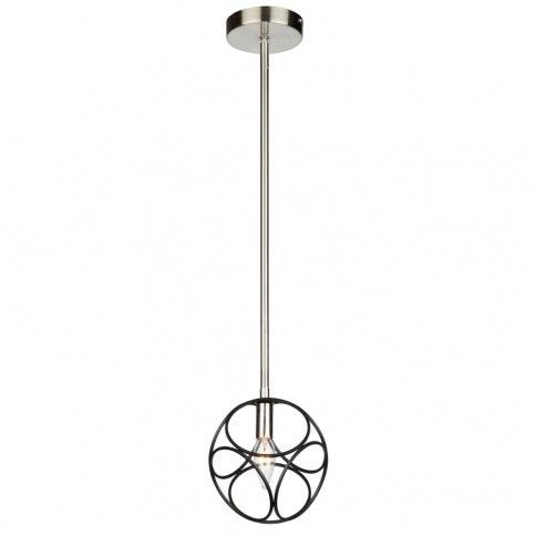 Satin Nickel Rod with Matte Black Open Air Frame Pendant - LV LIGHTING