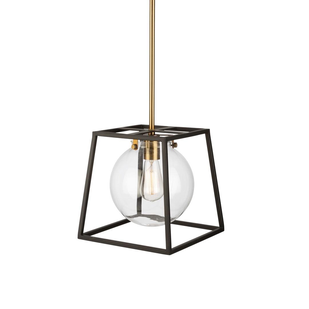 Harvest Brass and Black Open Air Frame with Clear Glass Globe Pendant - LV LIGHTING