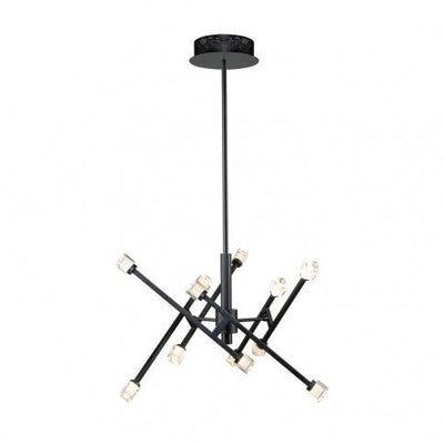 LED Black Adjustable Arm with Glass Cube Diffuser Chandelier - LV LIGHTING