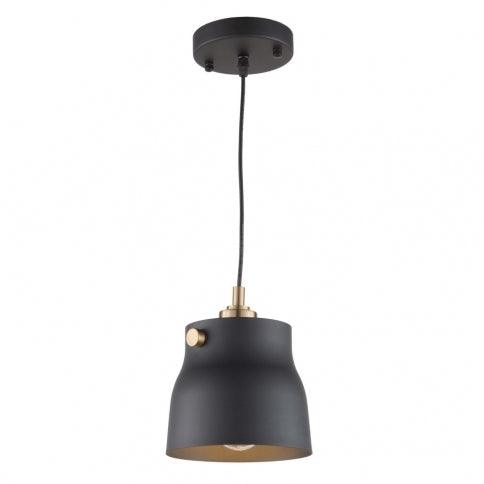 Matte Black with Harvest Brass Shade Pendant - LV LIGHTING