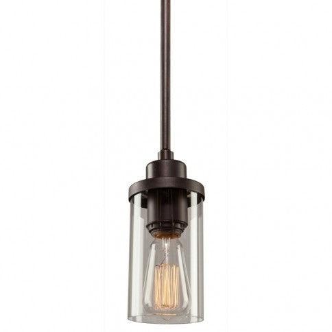 Oil Rubbed Bronze with Clear Cylindrical Glass Shade Pendant - LV LIGHTING