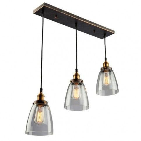 Bronze and Copper Frame with Clear Glass Shade Linear Pendant - LV LIGHTING