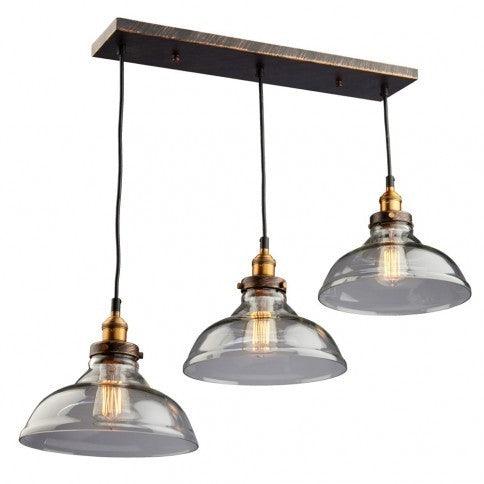 Bronze and Copper Frame with Clear Glass Shade Linear Pendant - LV LIGHTING