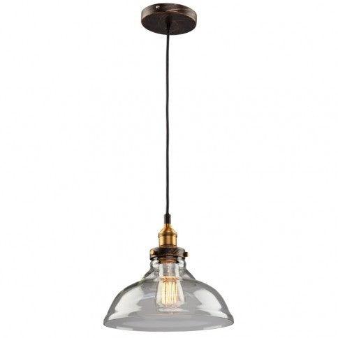 Bronze and Copper Frame with Clear Glass Shade Single Pendant - LV LIGHTING