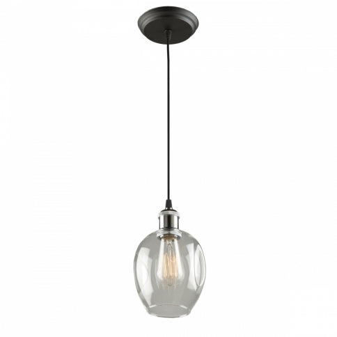 Steel with Clear Dimple Glass Shade Single Pendant