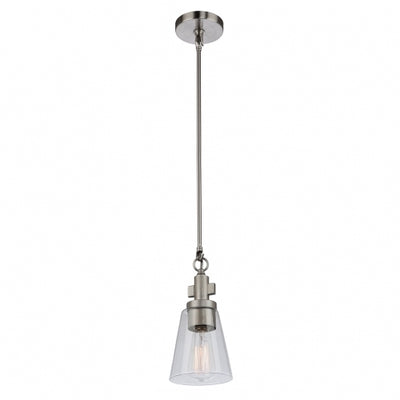 Steel Frame with Clear Conical Glass Shade Single Pendant