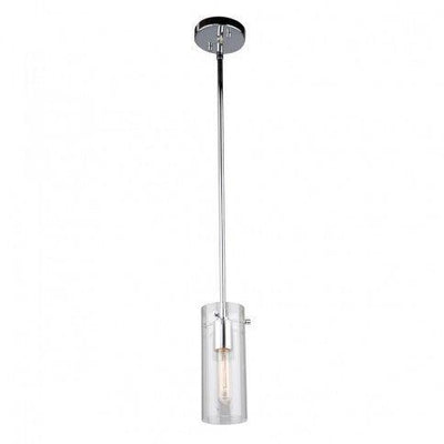 Chrome with Clear Cylindrical Glass Shade Mini Pendant - LV LIGHTING