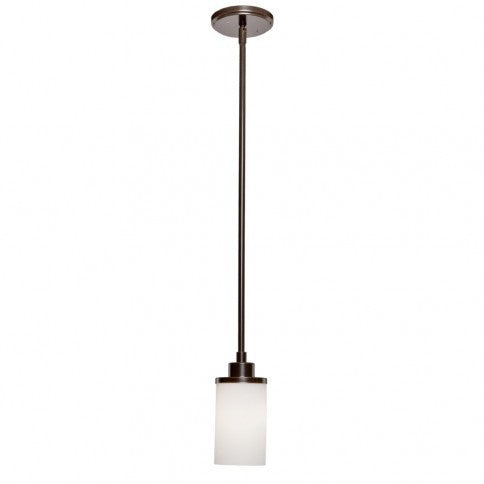 Steel Frame with Cylindrical Glass Shade Single Pendant