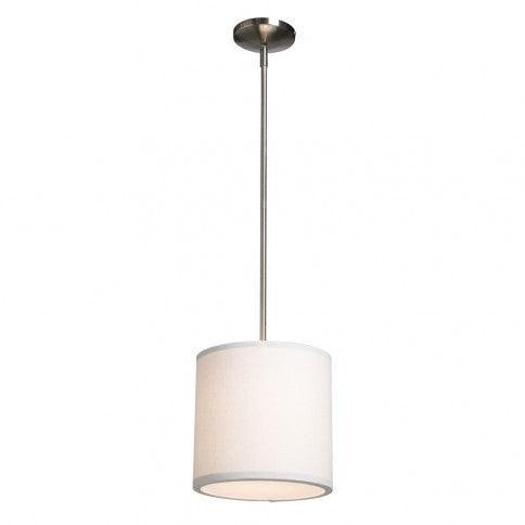 Brushed Nickel with Fabric Drum Shade Pendant - LV LIGHTING
