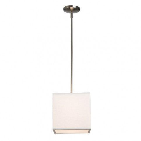 Brushed Nickel with Fabric Square Drum Shade Pendant - LV LIGHTING