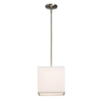 Brushed Nickel with Fabric Square Drum Shade Pendant - LV LIGHTING