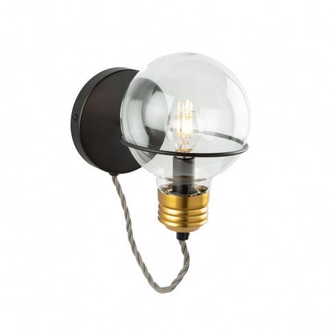 Brushed Brass and Black Frame with Clear Bulb Glass Shade Wall Sconce - LV LIGHTING