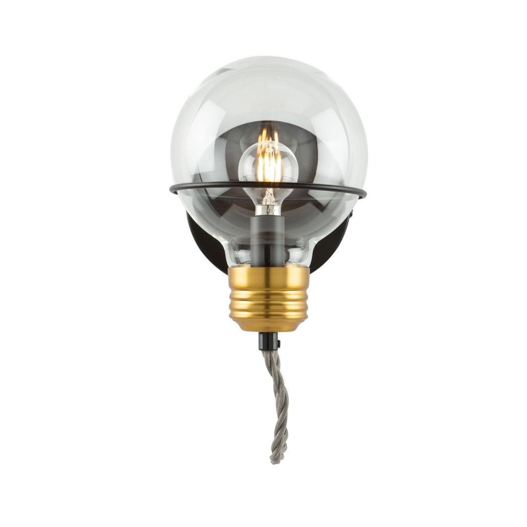 Brushed Brass and Black Frame with Clear Bulb Glass Shade Wall Sconce - LV LIGHTING