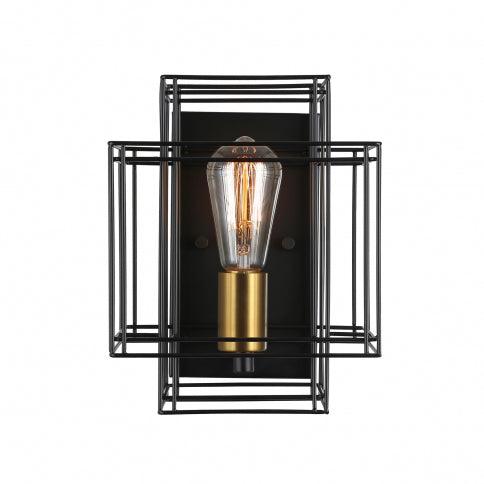 Brushed Brass with Black Symmetrical Open Air Shade Wall Sconce - LV LIGHTING