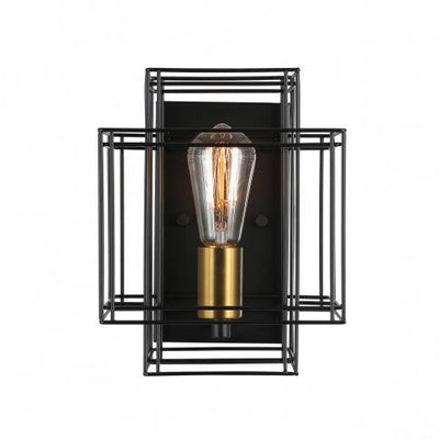 Brushed Brass with Black Symmetrical Open Air Shade Wall Sconce - LV LIGHTING