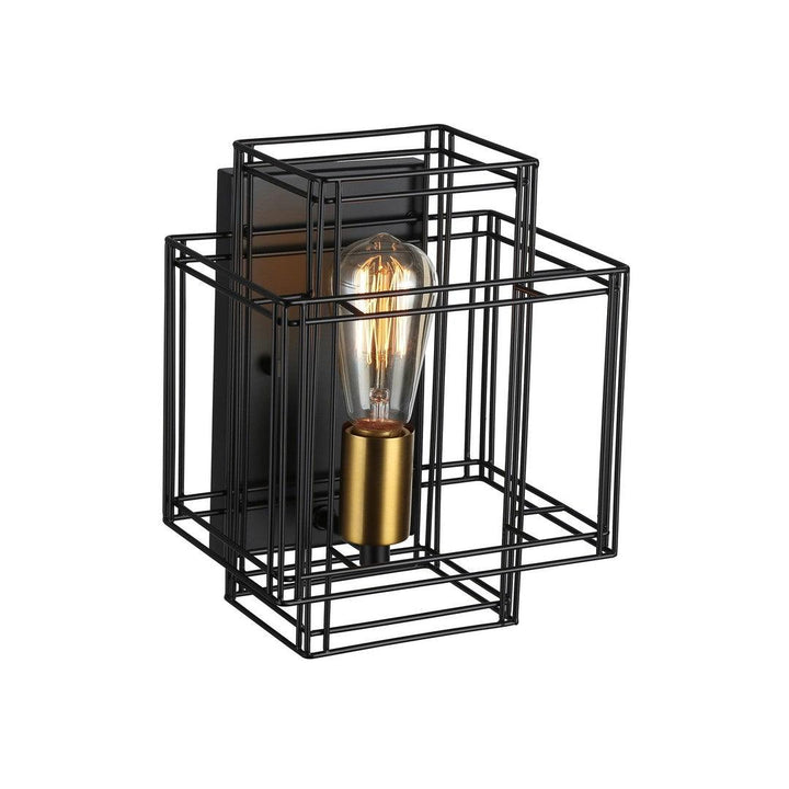 Brushed Brass with Black Symmetrical Open Air Shade Wall Sconce - LV LIGHTING
