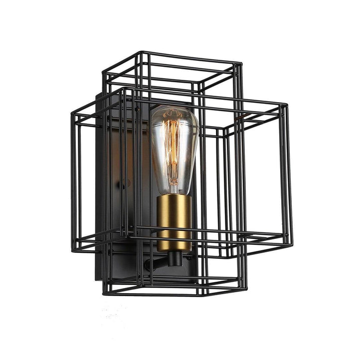 Brushed Brass with Black Symmetrical Open Air Shade Wall Sconce - LV LIGHTING