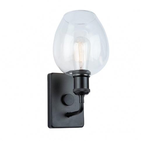 Semi Gloss Black with Clear Dimple Glass Shade Wall Sconce - LV LIGHTING