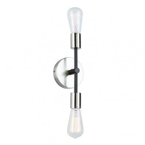 Brushed Nickel with Black Rod Double Light Wall Sconce - LV LIGHTING
