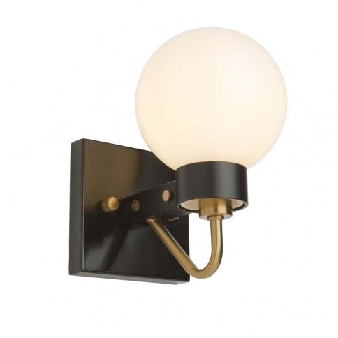 Harvest Brass and Matte Black Frame with Clear Glass Globe Wall Sconce - LV LIGHTING