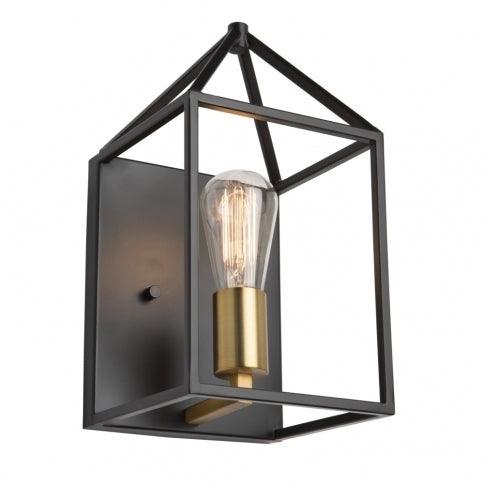 Harvest Brass with Matte Black Open Air Frame Wall Sconce - LV LIGHTING