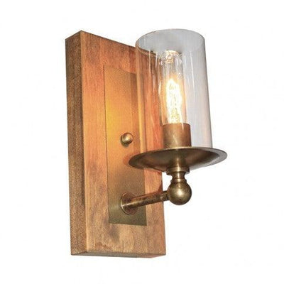 Pine Wood Frame with Clear Cylindrical Glass Shade Wall Sconce - LV LIGHTING