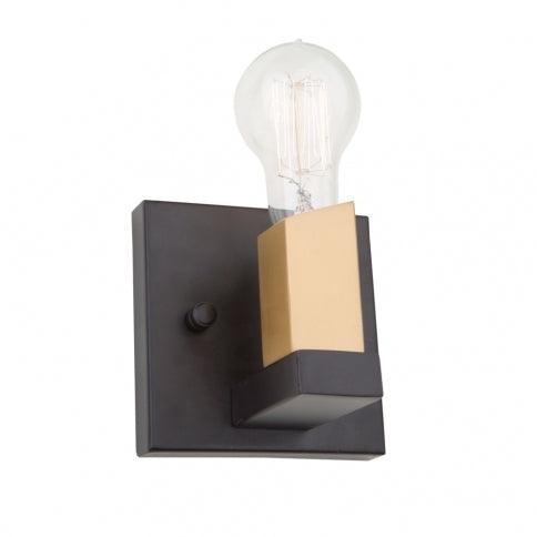 Dark Bronze with Satin Brass Frame Single Light Wall Sconce - LV LIGHTING